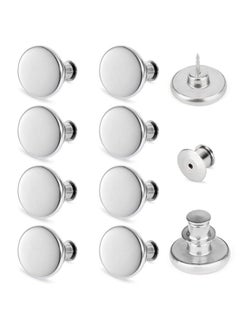 [Upgraded] 8 Sets Button Pins For Jeans No Sew Pant Button Pins Adjustable Replacement Clips Adjuster Snap No Tools Require Reduce Too Big Pants Waist Size Instant Make Tighter Silver