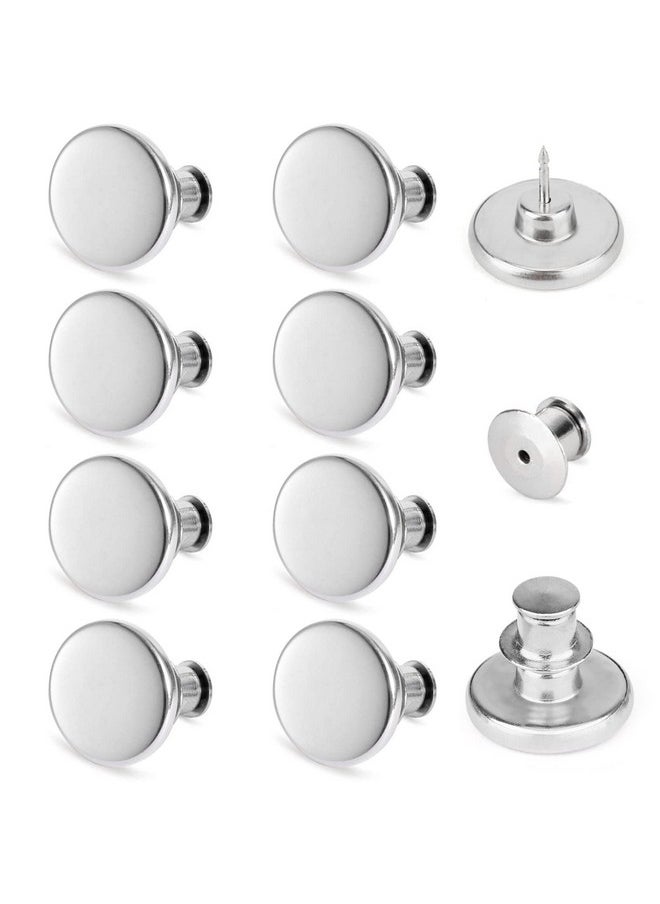 TOOVREN - [Upgraded] 8 Sets Button Pins For Jeans No Sew Pant Button Pins Adjustable Replacement Clips Adjuster Snap No Tools Require Reduce Too Big Pants Waist Size Instant Make Tighter Silver - Image 1