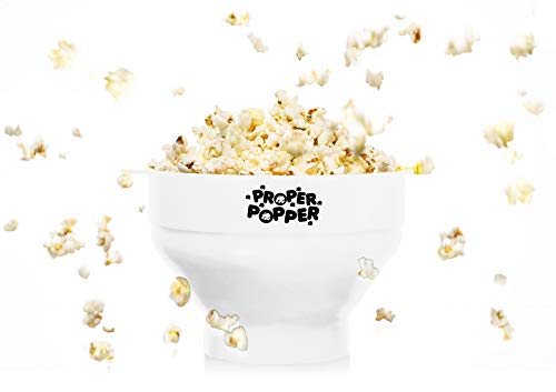 PROPER POPPER The Original Proper Popper Microwave Popcorn Popper, Silicone Popcorn Maker, Collapsible Bowl BPA Free & Dishwasher Safe - (White) - Image 2