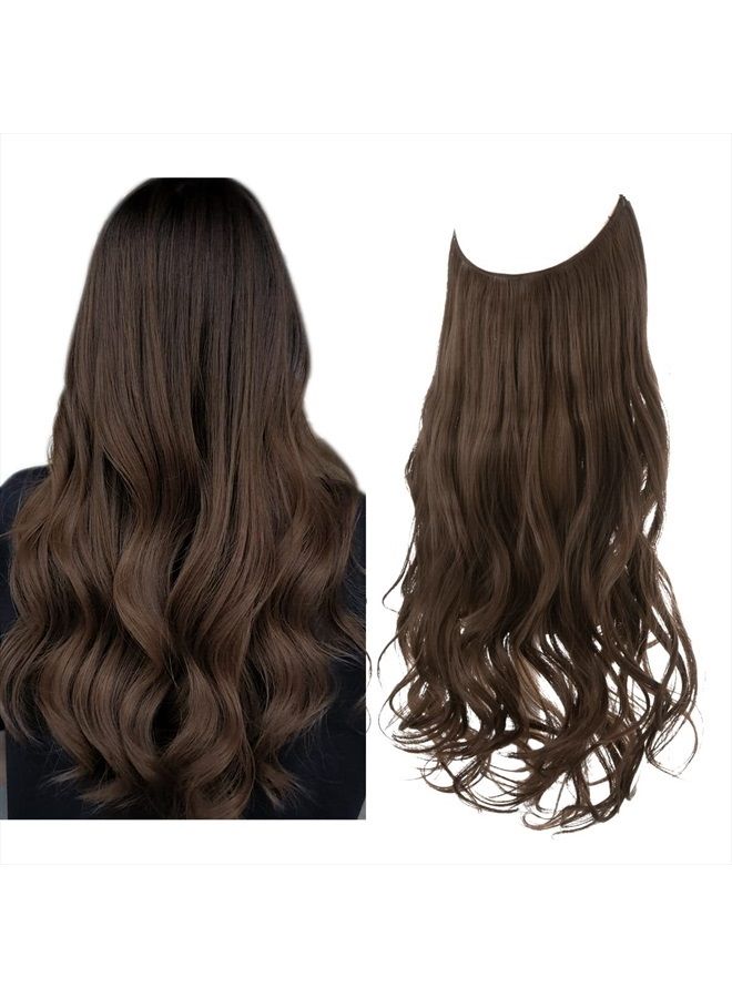 SARLA إكستنشن شعر قصير بخيط غير مرئي بني متوسط قابل للتعديل مع رباط رأس مموج ومجعد 14 بوصة للنساء بدون مشبك - Image 1