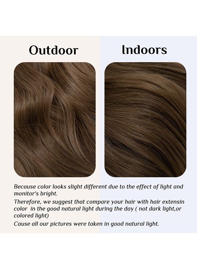 SARLA إكستنشن شعر قصير بخيط غير مرئي بني متوسط قابل للتعديل مع رباط رأس مموج ومجعد 14 بوصة للنساء بدون مشبك - Image 2