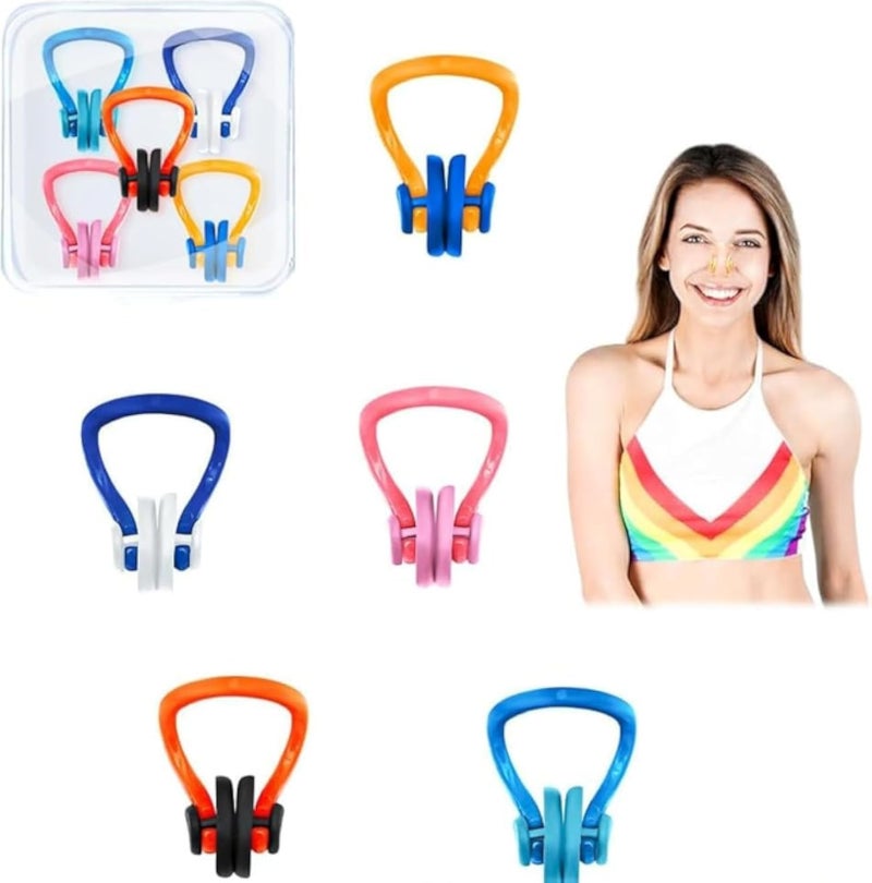 NKD Swimming Nose Clip - 5 Packs Nose Plugs for Kids(𝗔𝗴𝗲 𝟳+), Swim Nose Clip Adult with Storage Box, Waterproof Nose Clips for Swimming,Surfing, Diving and Other Water Sports
