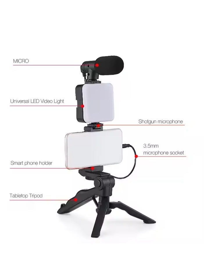 JAJEEK 5 in 1 Vlogging Kit – LED Video Light, Microphone, Mobile Phone Holder, Hand Grip & Mini Tripod for TikTok, YouTube, Live Streaming, and Meetings – Compatible with Smartphones - Image 2