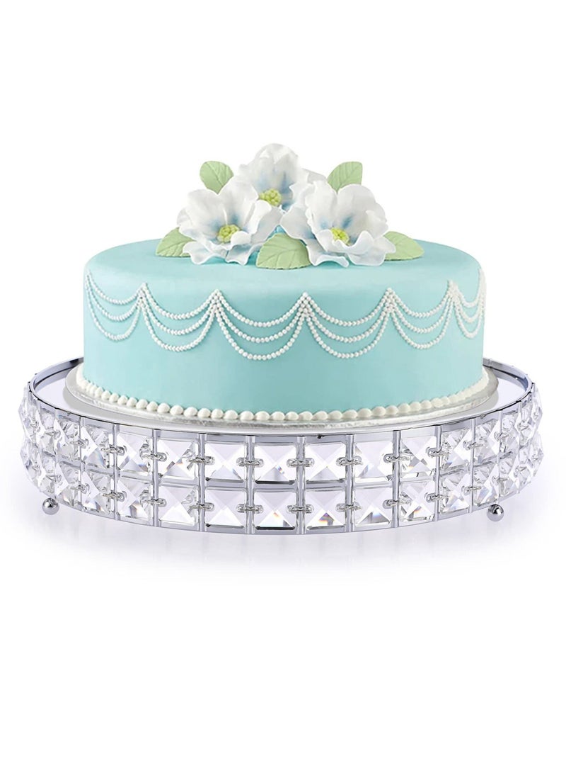 Tall Silver Cake Stand, 12 inch Silver Round Cake Stand, Cookies Fruit Serving Tray Display Tray with Crystal Beads Decor, for Wedding Birthday Party Supplies Centerpiece - Image 1