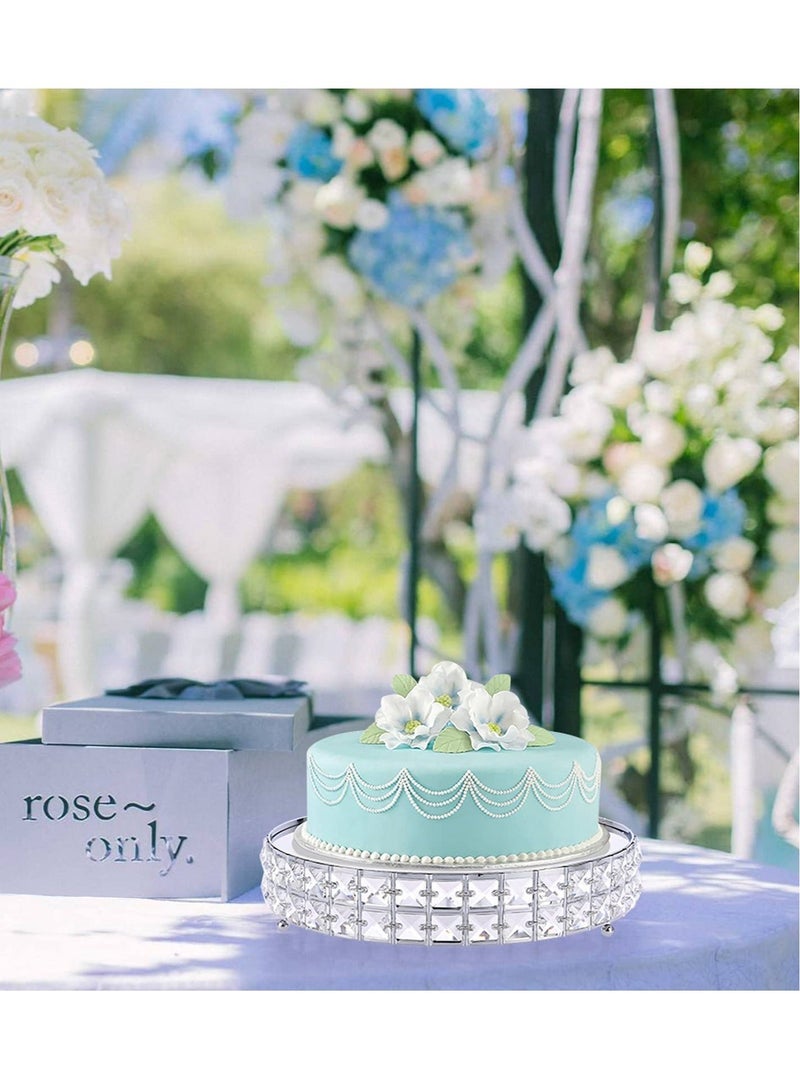 Tall Silver Cake Stand, 12 inch Silver Round Cake Stand, Cookies Fruit Serving Tray Display Tray with Crystal Beads Decor, for Wedding Birthday Party Supplies Centerpiece - Image 3