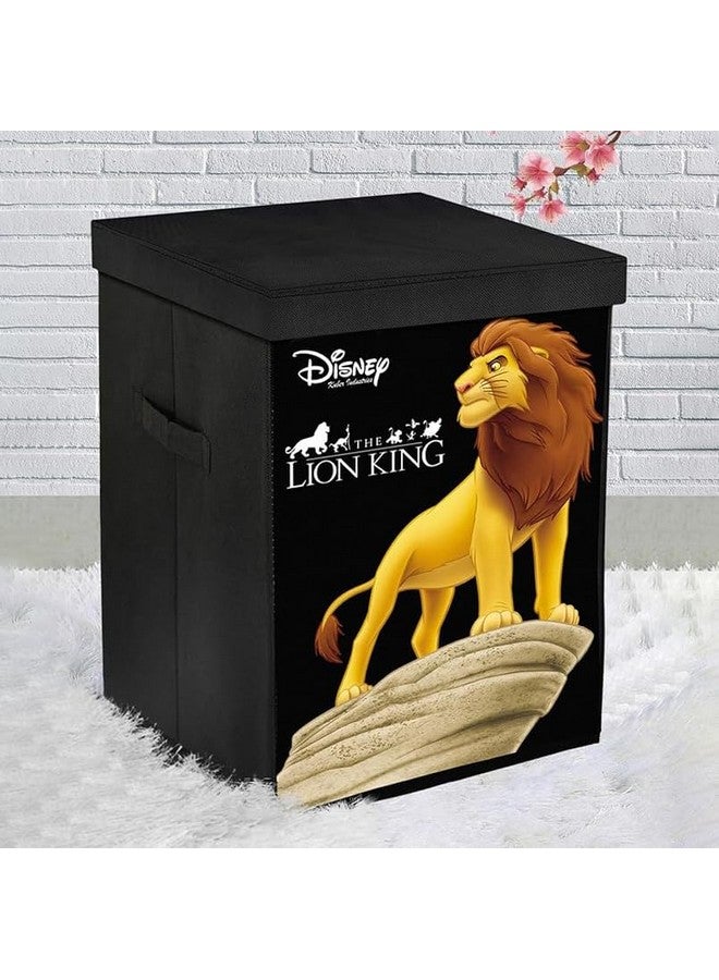 Kuber Industries Foldable Laundry Basket for Clothes with Lid | Disney Lion King Print | Cloth Storage Box for Washing | Toy Storage Organizer | 45 LTR | Black - Image 4