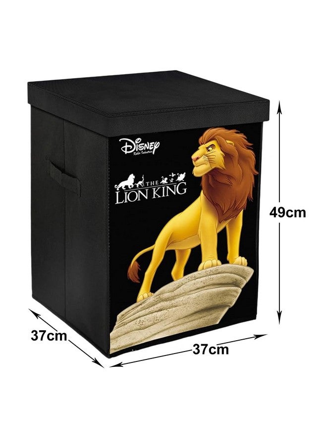 Kuber Industries Foldable Laundry Basket for Clothes with Lid | Disney Lion King Print | Cloth Storage Box for Washing | Toy Storage Organizer | 45 LTR | Black - Image 3