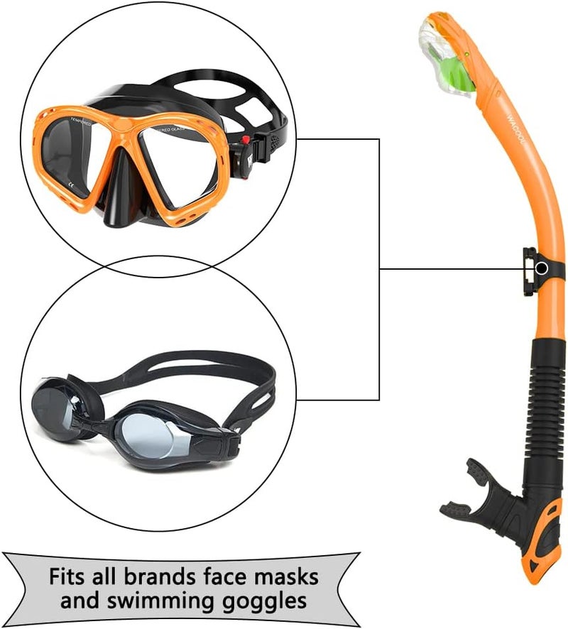 WACOOL Dry Top Snorkel Tube Comfortable Mouthpiece One-Way Purge Valve for Pool Open Water Scuba Lap Swimming Swimmer Training Diving Snorkeling - Image 5