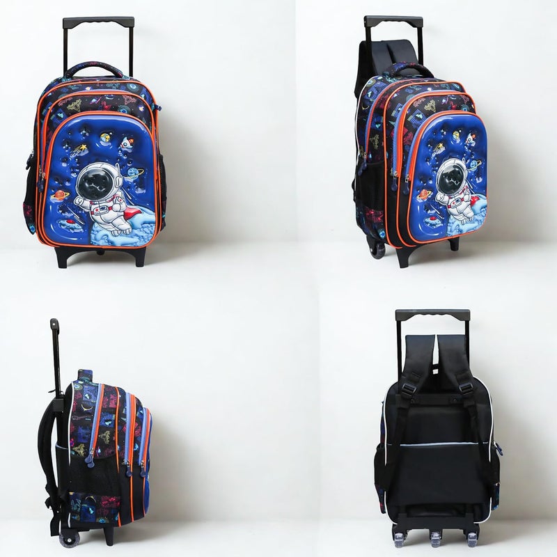 ADSON 3D Embossed School Trolley Bag Large School Bag for Boy Girl, Kids School Bag, Travel Backpack for Girl Boy, Ideal for Children Trolley 16 Inch Water Resistant - Image 2