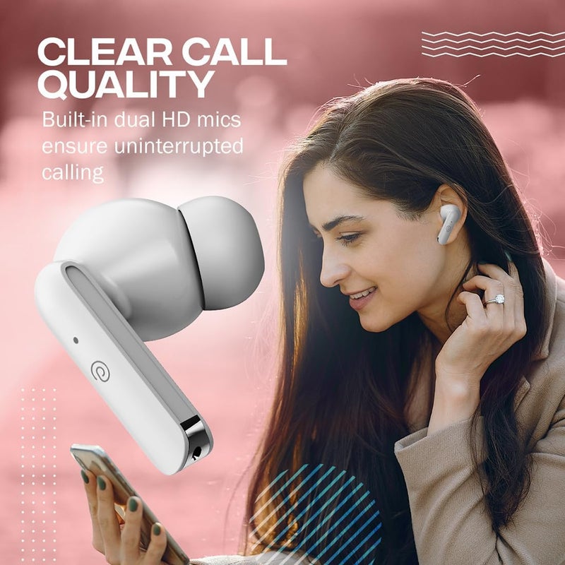 PTron Bassbuds Duo in-Ear Earbuds with 32Hrs Total Playtime, Bluetooth 5.1 Wireless Headphones, Stereo Audio, Touch Control TWS, Dual Mic, Type-C Fast Charging, IPX4 & Voice Assistance (White) - Image 4