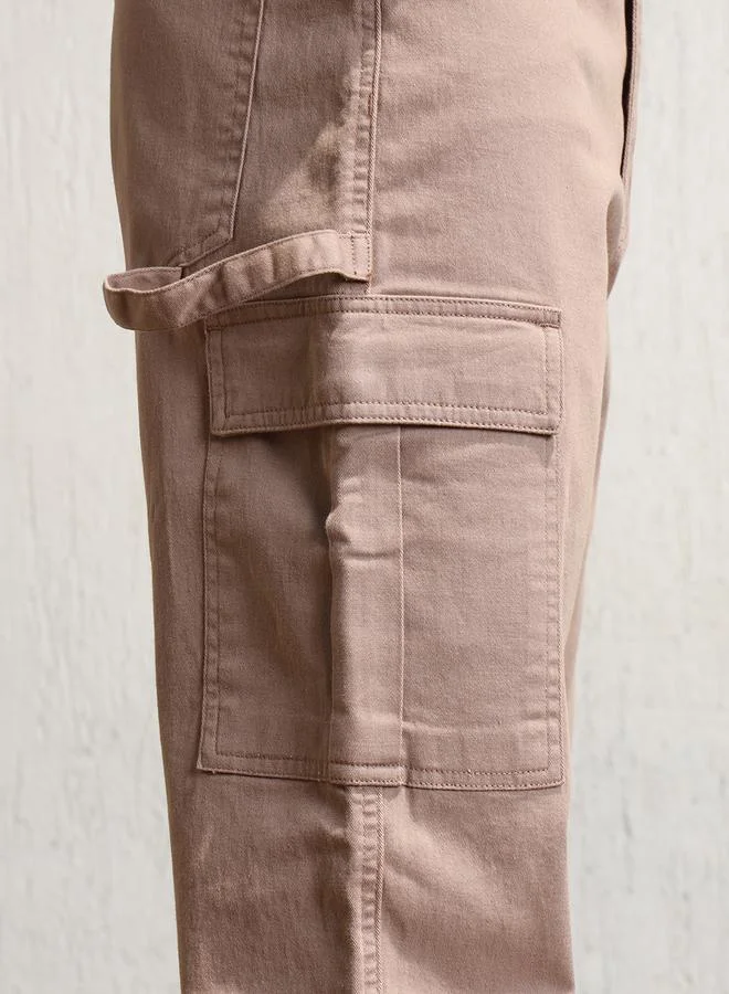 Hubberholme Mid Rise Relaxed Fit Cargo Pants by Styli
