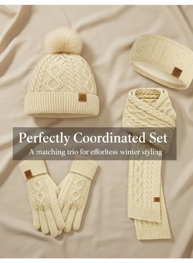 STSAIL Womens Winter Hat Scarf Gloves Set - Pom Pom Knit Beanie, Long Scarf, and Touchscreen Gloves, Winter Gift for Men and Women - Image 4