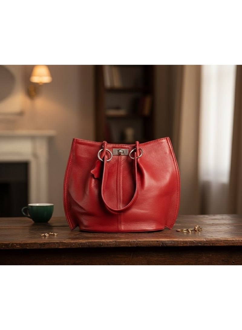 Elegant Suede & Leather Shoulder Bag - Image 2