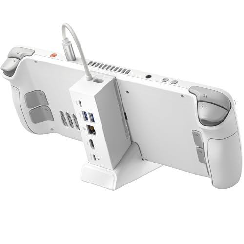 JSAUX Docking Station Compatible with ROG Ally X/ROG Ally/Steam Deck/Legion Go, 6-in-1 ROG Ally X Dock with HDMI 4K@120Hz, Gigabit Ethernet, Dual USB & USB C 3.2 Gen 1, 100W PD Charging -HB0609 White - Image 1