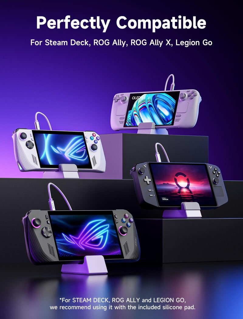 JSAUX Docking Station Compatible with ROG Ally X/ROG Ally/Steam Deck/Legion Go, 6-in-1 ROG Ally X Dock with HDMI 4K@120Hz, Gigabit Ethernet, Dual USB & USB C 3.2 Gen 1, 100W PD Charging -HB0609 White - Image 5