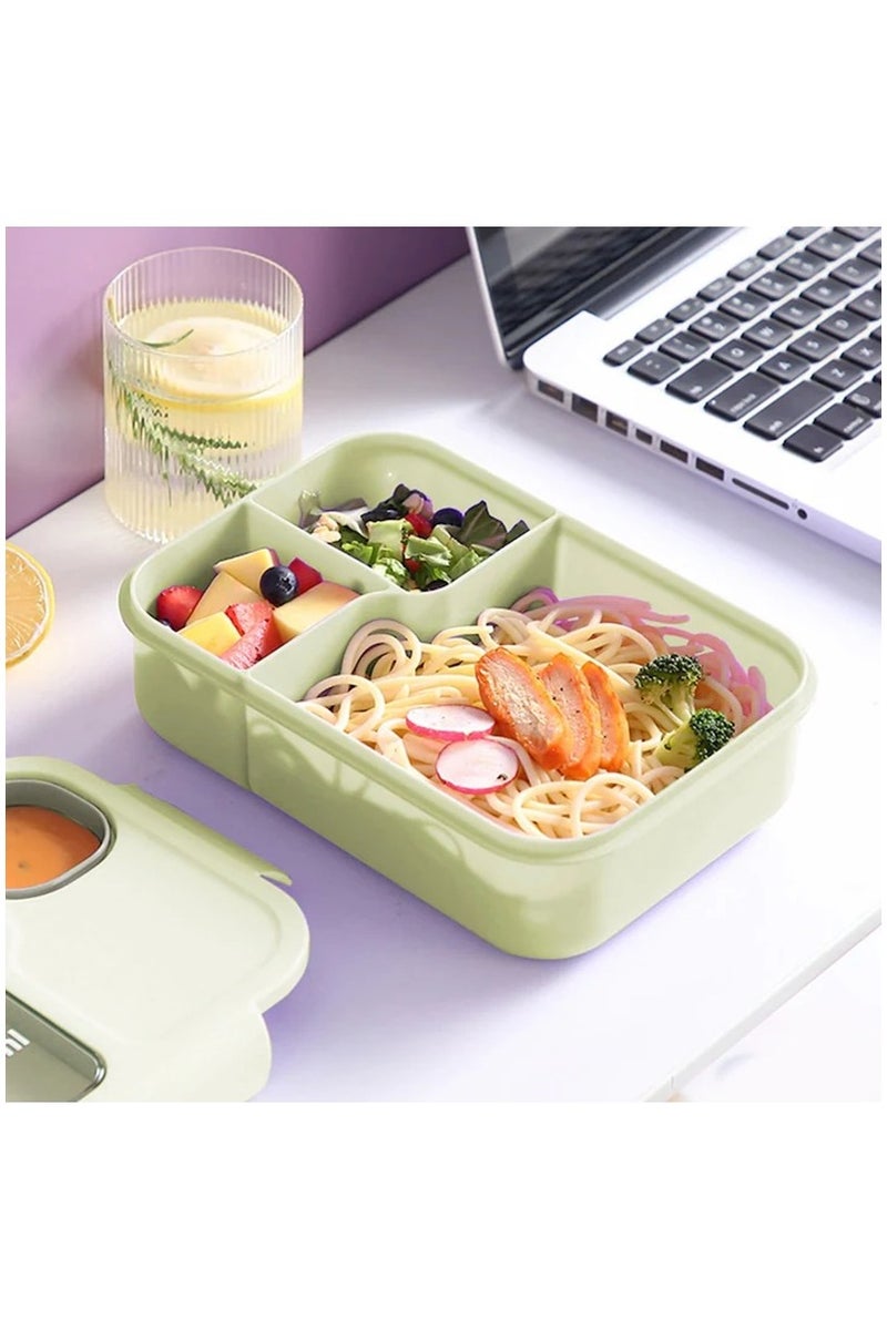 DANDY Lunch Box 1450ml 3 Compartments Student Sealed Adult With Spoon And Fork Leak Proof Microwavable - Image 2