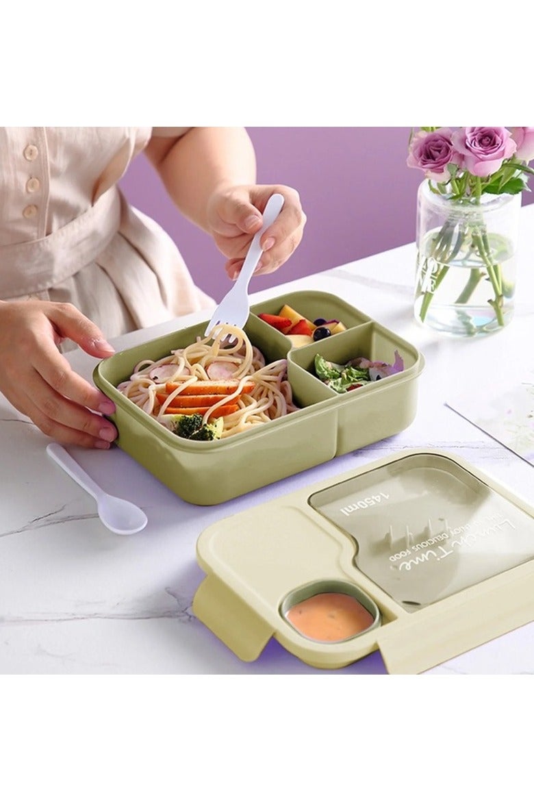 DANDY Lunch Box 1450ml 3 Compartments Student Sealed Adult With Spoon And Fork Leak Proof Microwavable - Image 4
