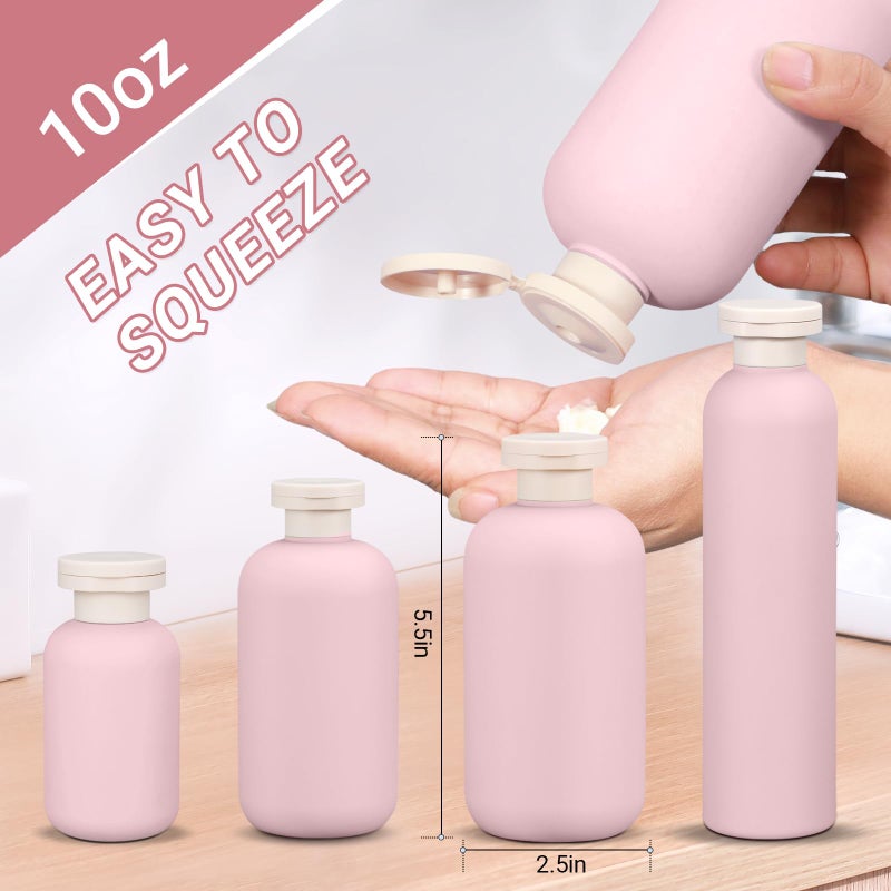 Asevat 10 Oz Plastic Leak Proof Travel Bottles For Toiletries  Plastic Travel Size Containers  Shampoo And Conditioner Bottles Plastic Refillable Squeeze Bottles For Lotion  Body Wash (3Pcs) - Image 2