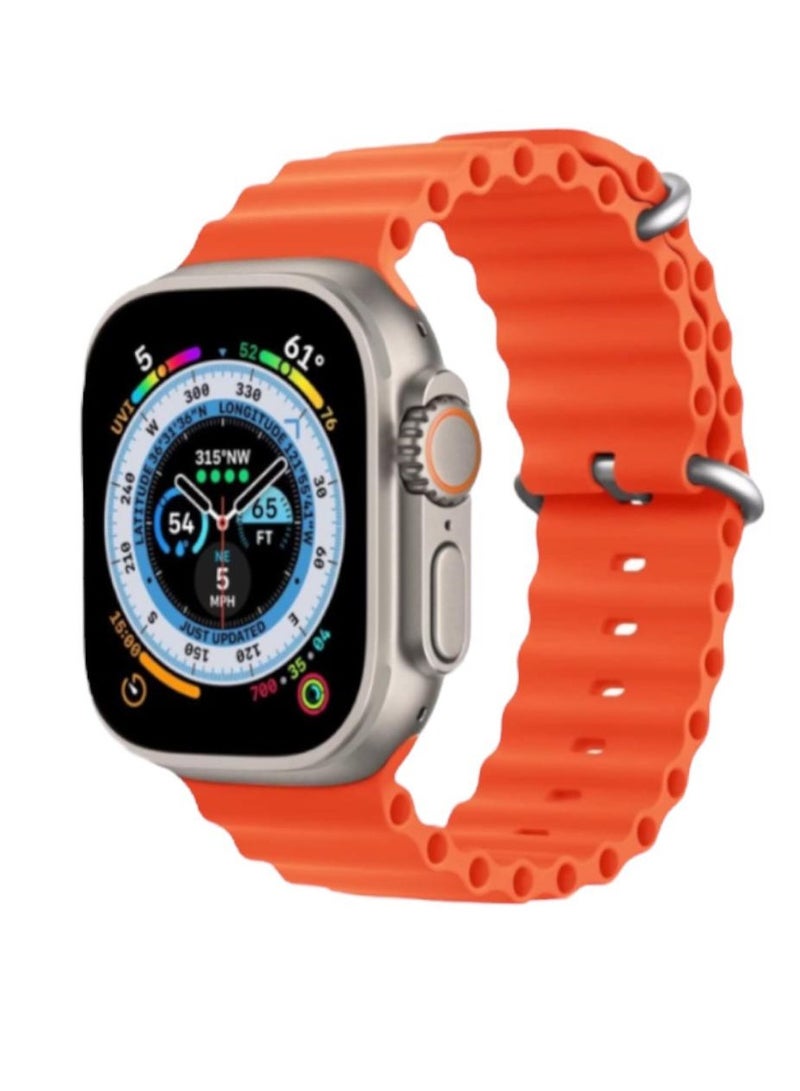 Generic ZT9 Ultra Smartwatch with Bluetooth Calling, Heart Rate Monitor, Step Counter, Fast Wireless Charging with  2 Straps Orange/Gold