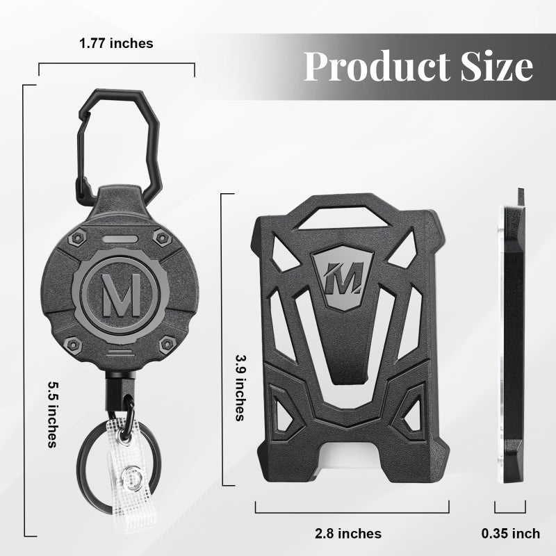 Maileto 2 Pack Heavy Duty Retractable Keychain with Tactical ID Card Holder Badge Reel, 31.5' Retractable, 9.0 oz - Image 2