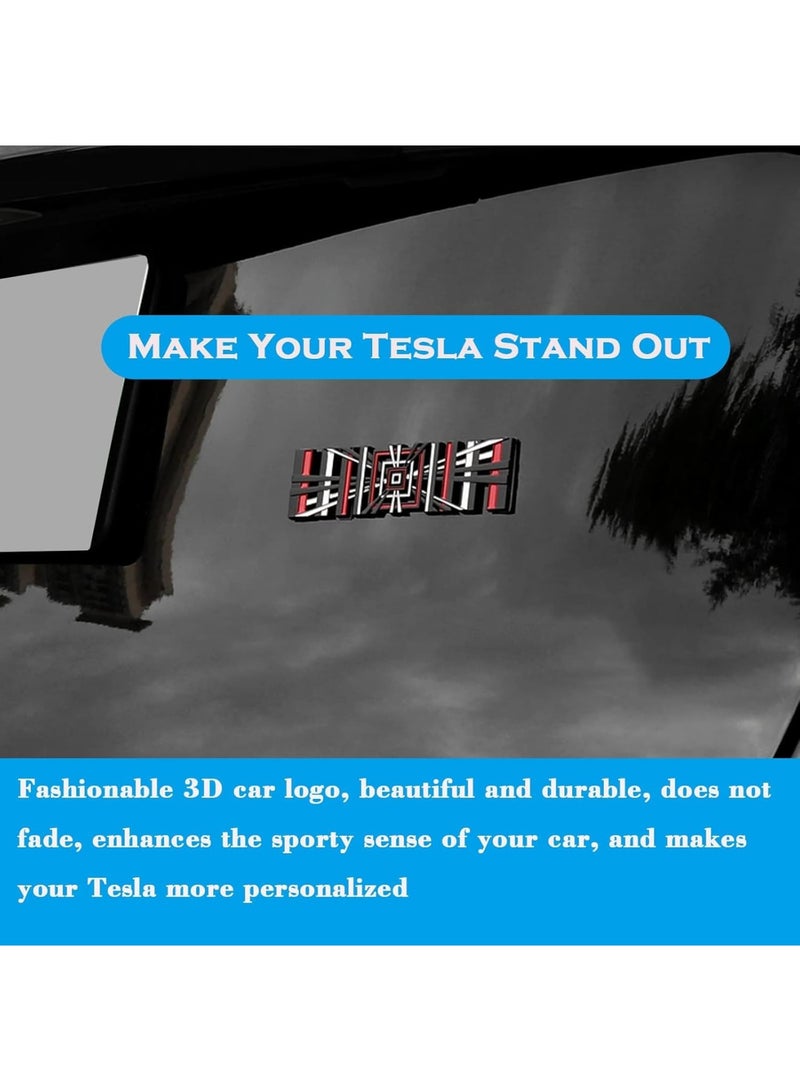 SOLARAE 3D Alloy Plaid Badge, 3D Metal Emblem Sticker for Tesla Model 3 and Model Y Emblem Plaid, Front Hood Badge Decal & Rear Trunk Logo, Compatible for Tesla Model 3 Y X S (Black Red) - Image 5