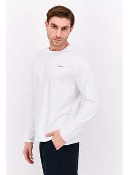 Pepe Jeans Men Round Neck Short Sleeves Brand Logo T-Shirt, White  - Image 2