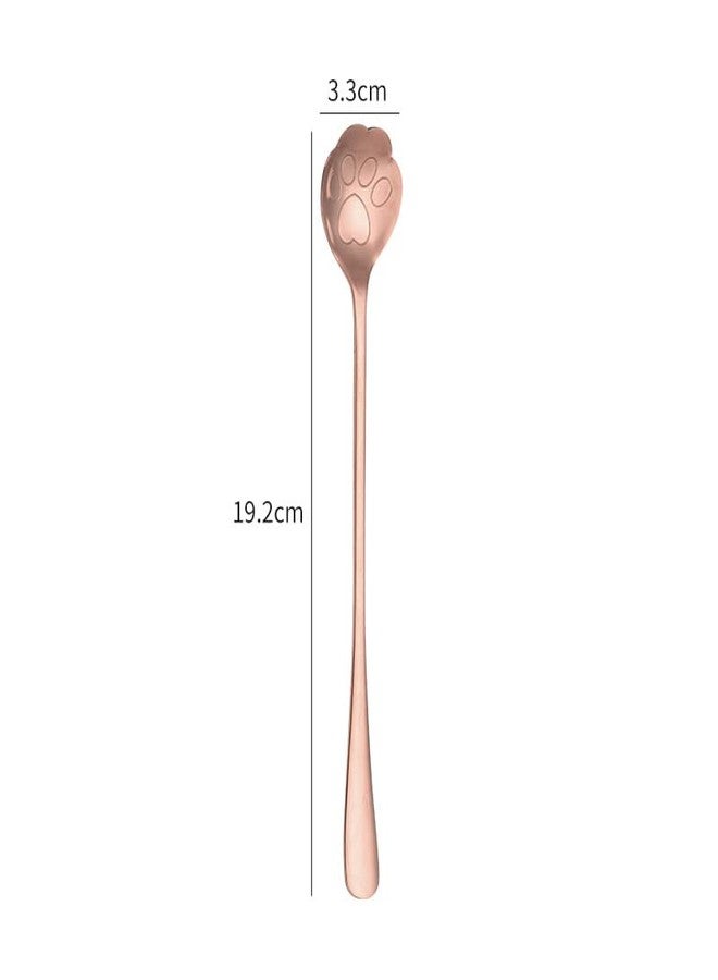 SZLFSX Set of 10 Cat Paw-Shaped Spoons - Long Handle 7.5-inch Design Perfect for Ice Tea, Ice Cream, Coffee Stainless Steel Stirring Spoons for Mixing Rose Gold - Image 2