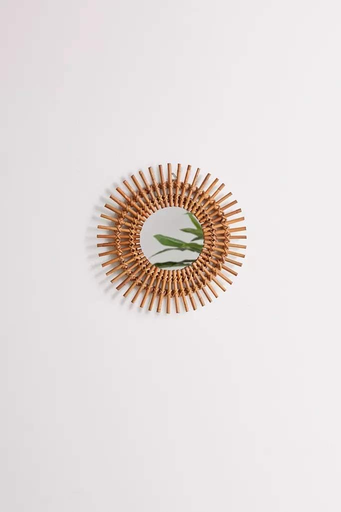 AKWAY Rattan, Glass Handcrafted Rattan Wall Sunburst Mirror For Living Room, Bathroom, Bedroom, Home And Office, Wall Decor, Decorative Wall Mirror [Mirror Included] - Image 4