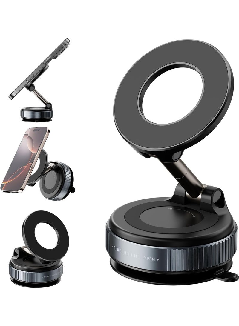 NIBEMINENT Vacuum Magnetic Car Phone Mount, 360° Rotating Magnetic Phone Holder, Car Suction Cup Phone Holder, Cell Phone Mount Stand, Suitable for Car/Mirror/Smooth Surface (Black) - Image 3