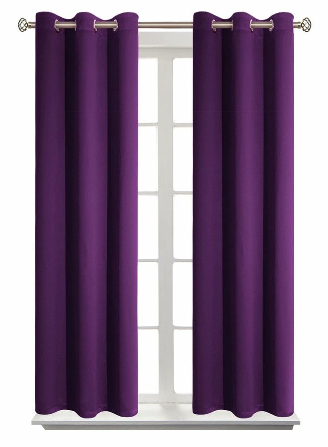 BGment ستائر التعتيم BGment - ستائر معزولة حرارياً بحلقات معدنية لغرف النوم والمعيشة، طقم من لوحتين (38 × 45 بوصة، بنفسجي) - Image 1