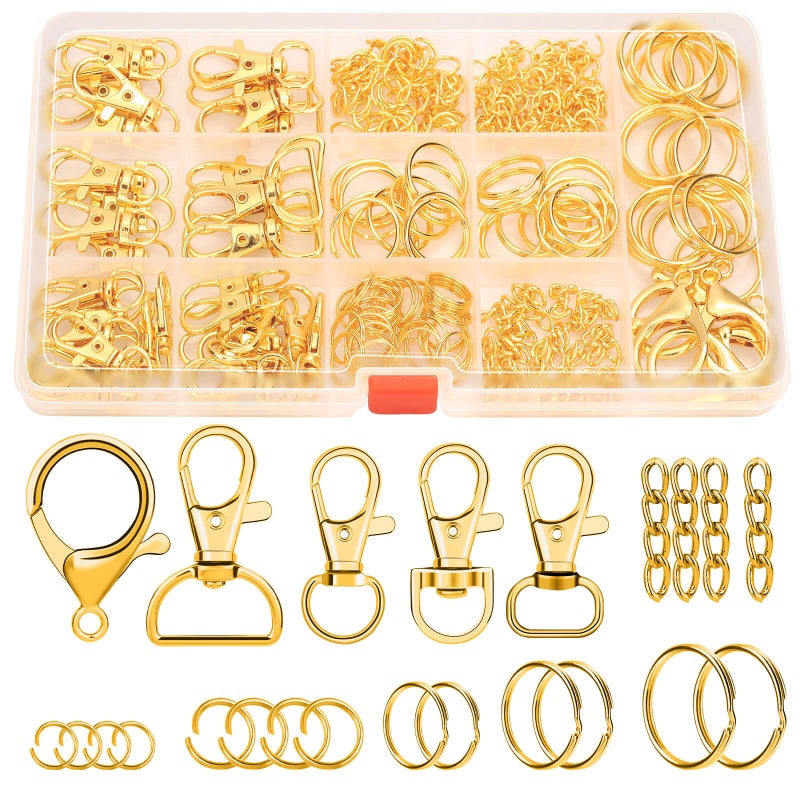 PAXCOO 300PCS Keychain Making Kit Keychain Craft Supplies Including Key Chain Clips Lanyard Snap Hooks Key Rings and Jump Rings for Key Chain Making Purse Making Lanyard Making