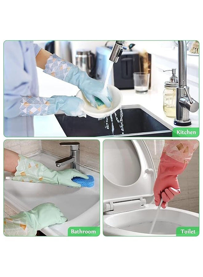 YelaJoy 3 Pairs Household Cleaning Gloves, Reusable Dishwashing Gloves, Latex Free, Non-Slip Kitchen Gloves, Waterproof Dish Washing Gloves for Household Use（Blue, Pink, Green） - Image 3