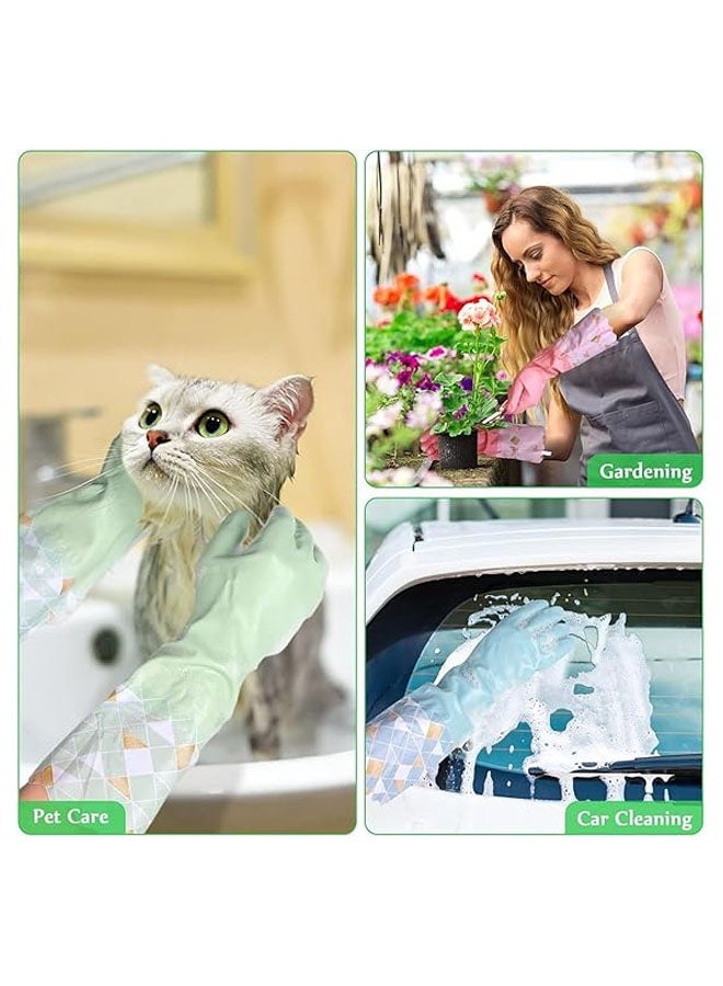 YelaJoy 3 Pairs Household Cleaning Gloves, Reusable Dishwashing Gloves, Latex Free, Non-Slip Kitchen Gloves, Waterproof Dish Washing Gloves for Household Use（Blue, Pink, Green） - Image 4