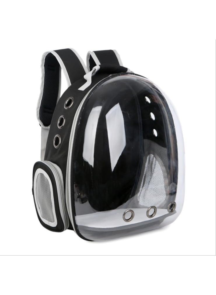 BLOOMING TIME Cat Carrier Bubble Bag, Transparent Breathable Capsule Backpack, Pet Convenient Carrier Bag for Small and Medium Cats Dogs. Hiking, outdoor use (Black) - Image 1