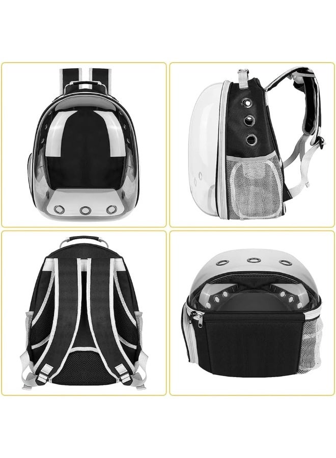 BLOOMING TIME Cat Carrier Bubble Bag, Transparent Breathable Capsule Backpack, Pet Convenient Carrier Bag for Small and Medium Cats Dogs. Hiking, outdoor use (Black) - Image 2
