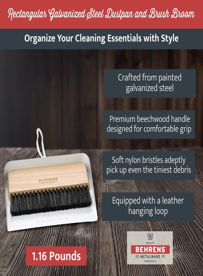 Behrens White Galvanized Dustpan & Brush Set - Image 3