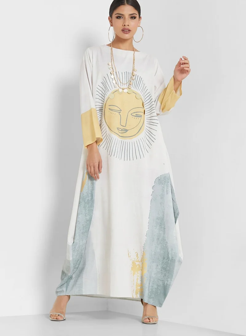 Thouq Printed Jalabiya