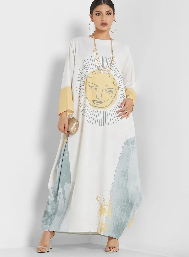 Thouq Printed Jalabiya