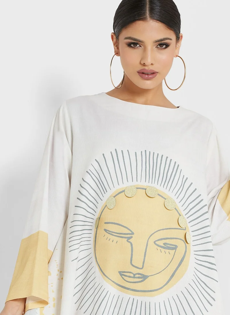 Thouq Printed Jalabiya