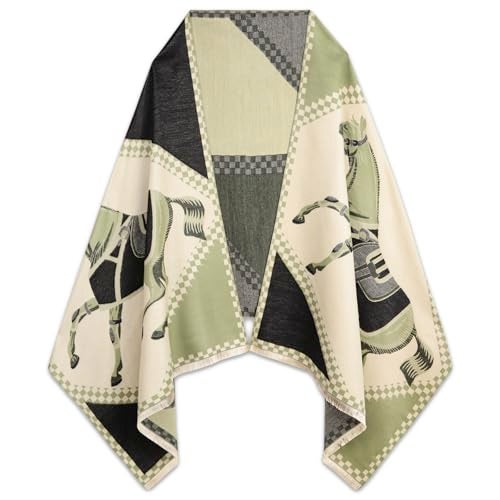 EXTREE Scarfs for Women Pashmina Silky Shawl Wrap for Evening Dressing Blanket Open Front Poncho Cape - Image 2