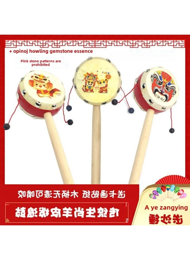 Rattle Baby Wooden-Month Boys And Girls Baby Full Moon Bite Traditional Toys One Piece Wholesale-Color:❣Plastic Handle Jinbaoniu (self-adhesive Sticker)❣ - Image 1