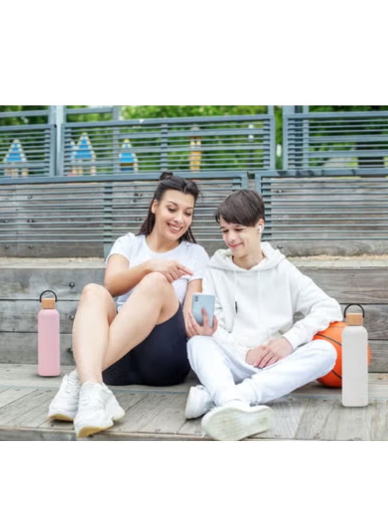 Leak-Proof 25oz Insulated Stainless Steel Water Bottle – White Matte Finish, Bamboo Lid with Silicone Ring, Reusable & Eco-Friendly  - Image 4