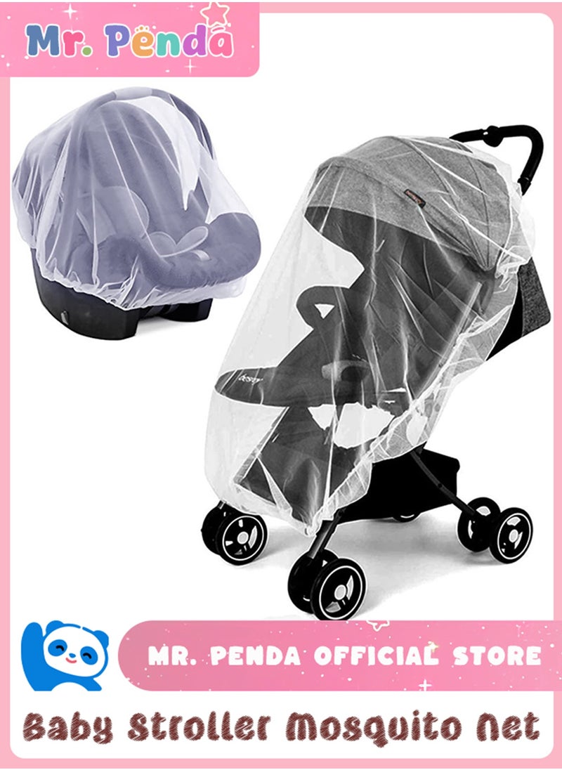 Mr. Penda Mosquito Net for Stroller, Durable Baby Stroller Mosquito Net, Perfect Bug Net for Strollers, Bassinets, Cradles, Playards, Pack N Plays and Portable Mini Crib (White)  - Image 1