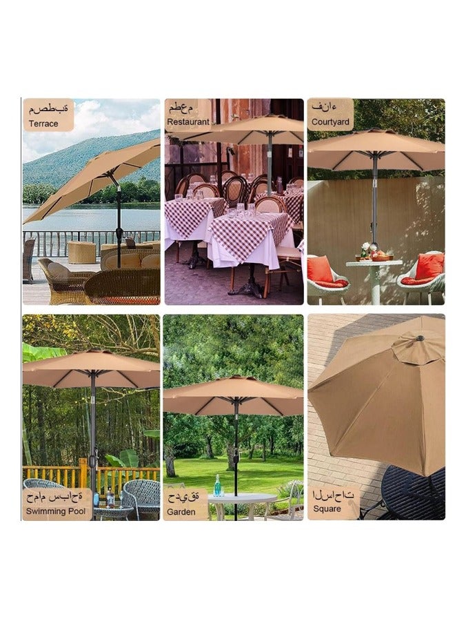 درامــــــا هوم  مظلة طاولة للفناء الخارجي 9 قدم للفناء الخارجي بعامل حماية من الاشعة فوق البنفسجية 50+، مظلات رفع بدعامة كبيرة للشرفة مع زر ضغط للإمالة ومقاومة للماء للحديقة وحمام السباحة والشرفة والفناء الخلفي - Image 3