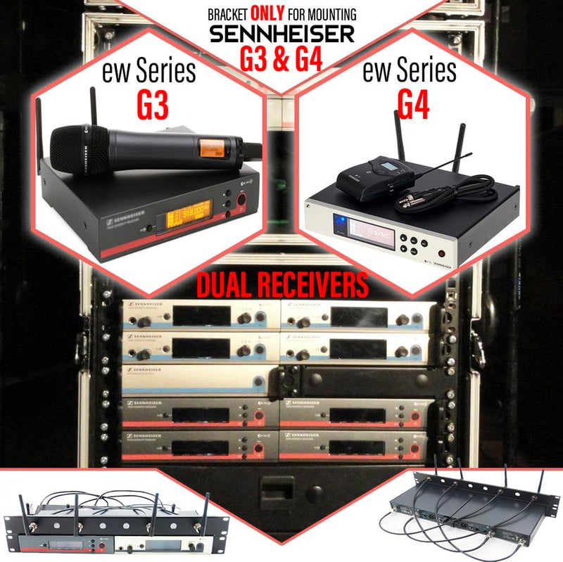 RhymKawa RK Rackmount Bracket Kit Suitable to Mount Senheiser G 3 G 4 ew100 135 300 335 835 845 935 945 GA 3 GA 4 Dual (2) Receivers on 1U Standard 19'' Rack Distribution - Image 2