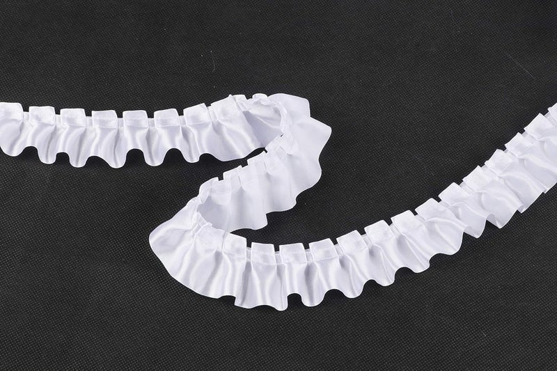 YYCRAFT 11 Yards Satin Ruffle Trim Fabric Trims and Embellishments by The Yard, 1.5 Inch White - Image 1