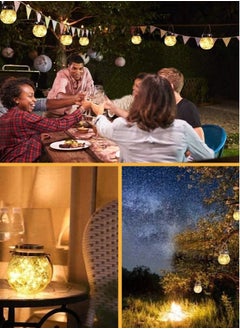 Perfii Set of 2 Solar Jar Lights with Crack Glass Design for Waterproof Outdoor Decorations in Yard Garden Patio and Wedding  - Image 3