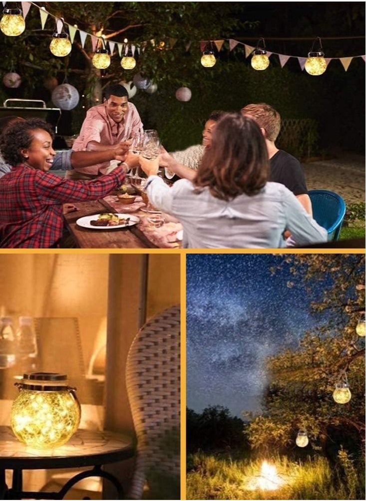 Perfii Set of 2 Solar Jar Lights with Crack Glass Design for Waterproof Outdoor Decorations in Yard Garden Patio and Wedding  - Image 3