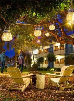 Perfii Set of 2 Solar Jar Lights with Crack Glass Design for Waterproof Outdoor Decorations in Yard Garden Patio and Wedding  - Image 4