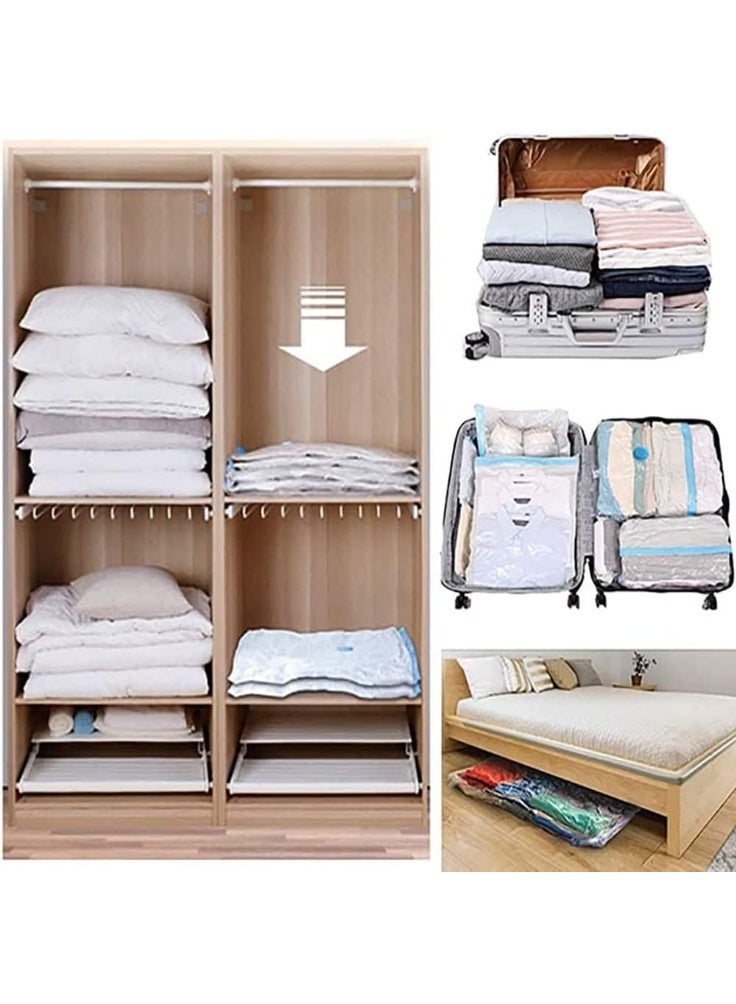 أكياس تخزين مفرغة من الهواء، عبوة من 6 أكياس، قابلة لإعادة الاستخدام وموفرة للمساحة مع مضخة يدوية مجانية لتعبئة أمتعة السفر، 70 × 100 سم، أكياس مفرغة من الهواء للملابس والألحفة والوسائد والبطانيات والستائر - Image 5